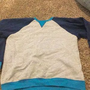 Long sleeve light blue dark blue gray sweatshirt